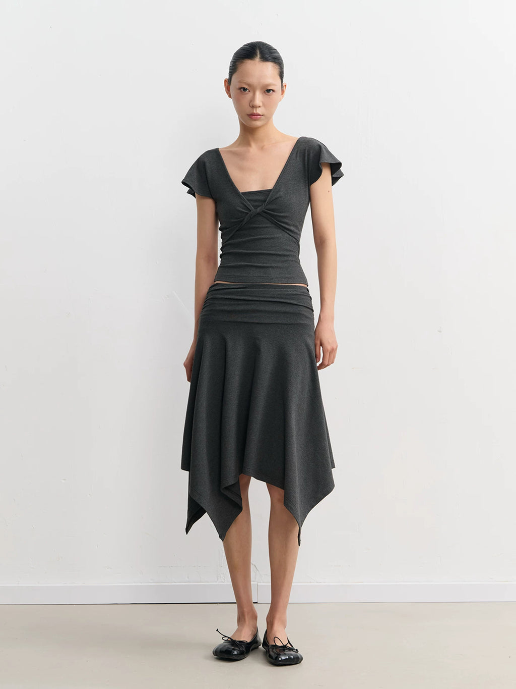 LINY LIBERTY Lotus Leaf Edge Waist Tee Skirt Set