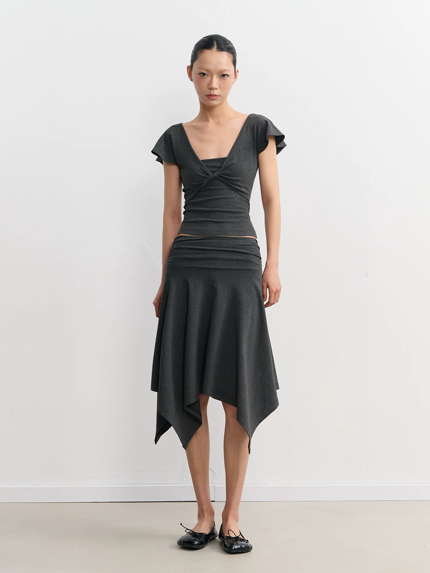 LINY LIBERTY Lotus Leaf Edge Waist Tee Skirt Set