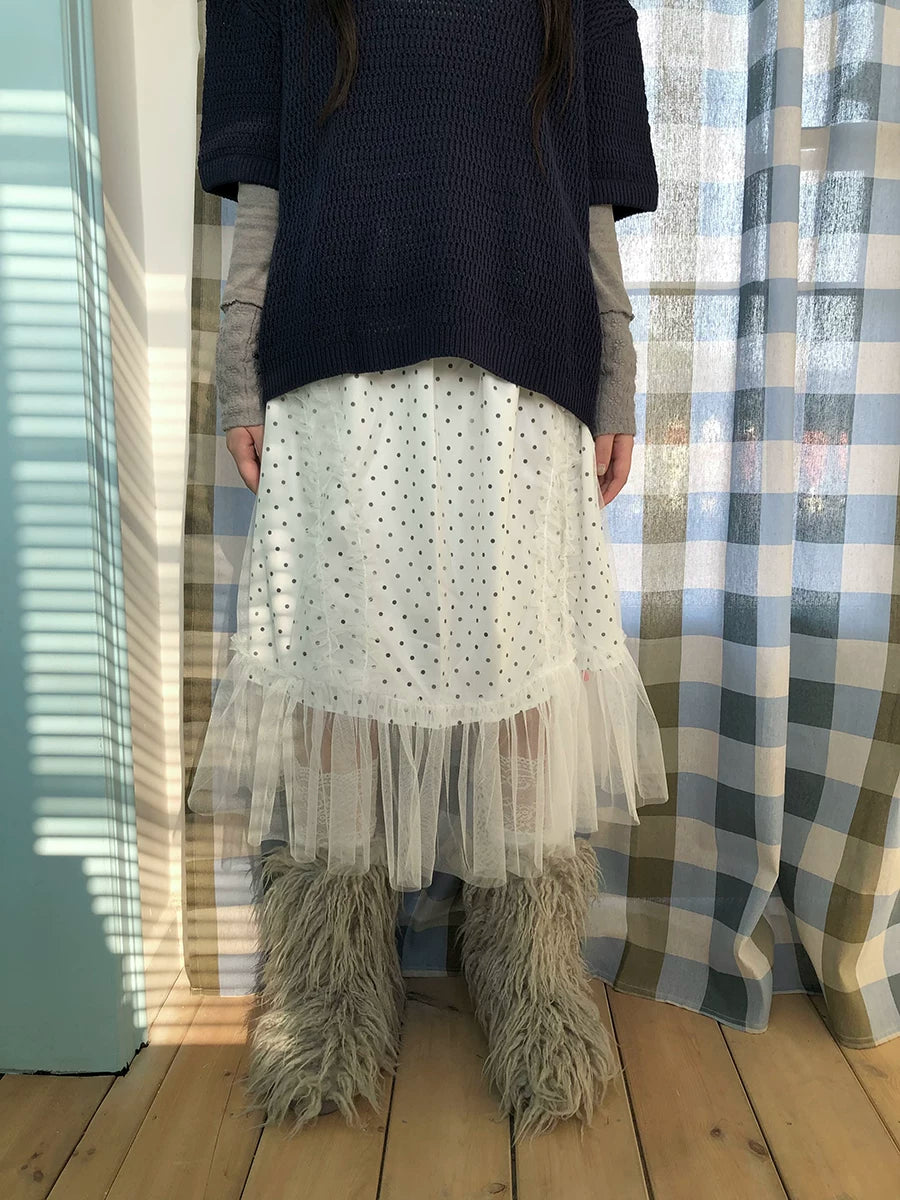 Ang: Project Pleated Mesh Polka Dot Stacked Skirt