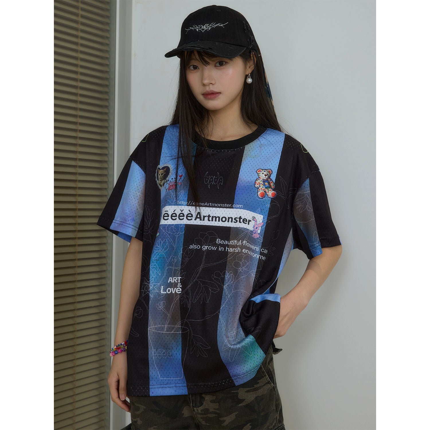 EeeeArtmonster Ins Wind Striped Breathable Sports Jersey