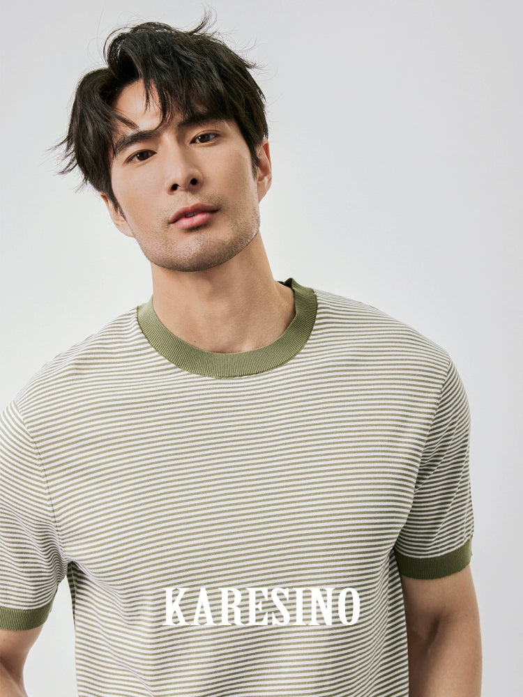 KARESINO Contrasting Striped Casual Knitted Sweater