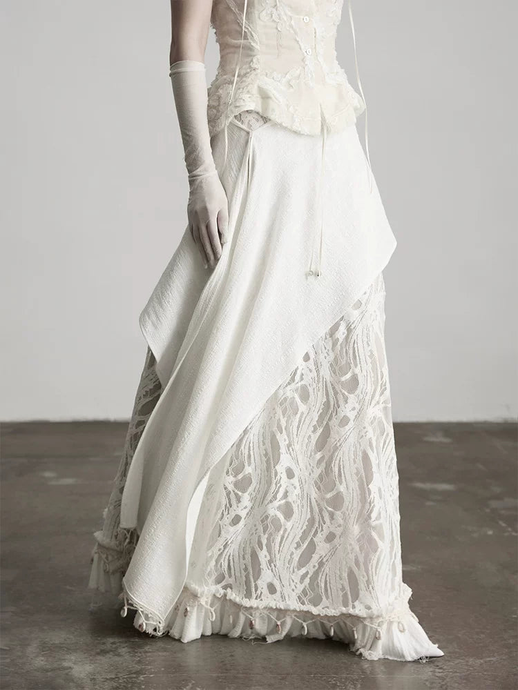 INDULGE Fringed Flower Mesh Skirt