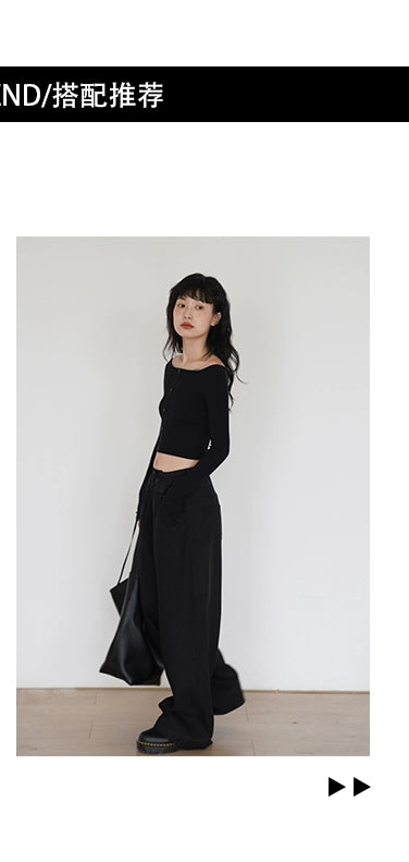 EM  Color Match Wide Leg Straight Pants