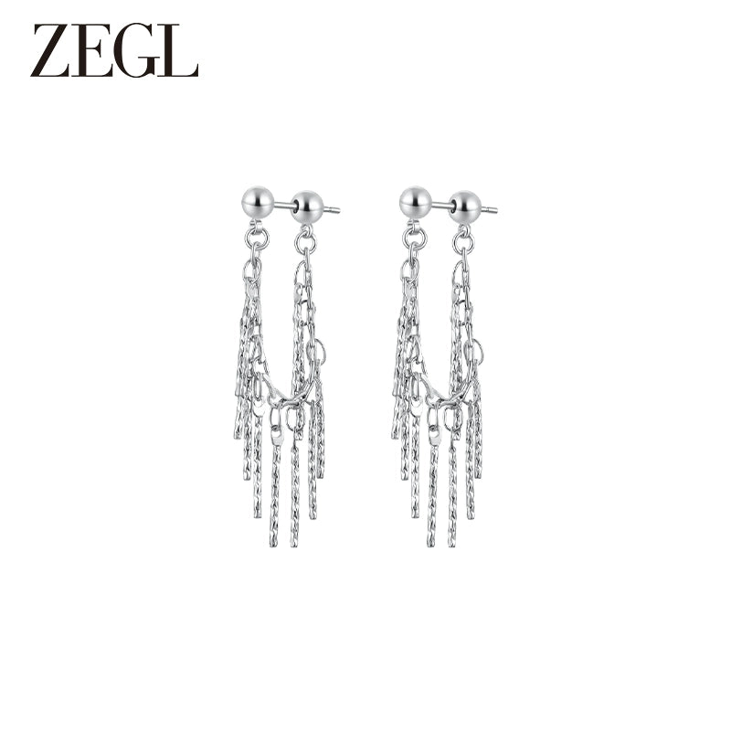 ZEGL Metal Waterfall Fringed Earrings