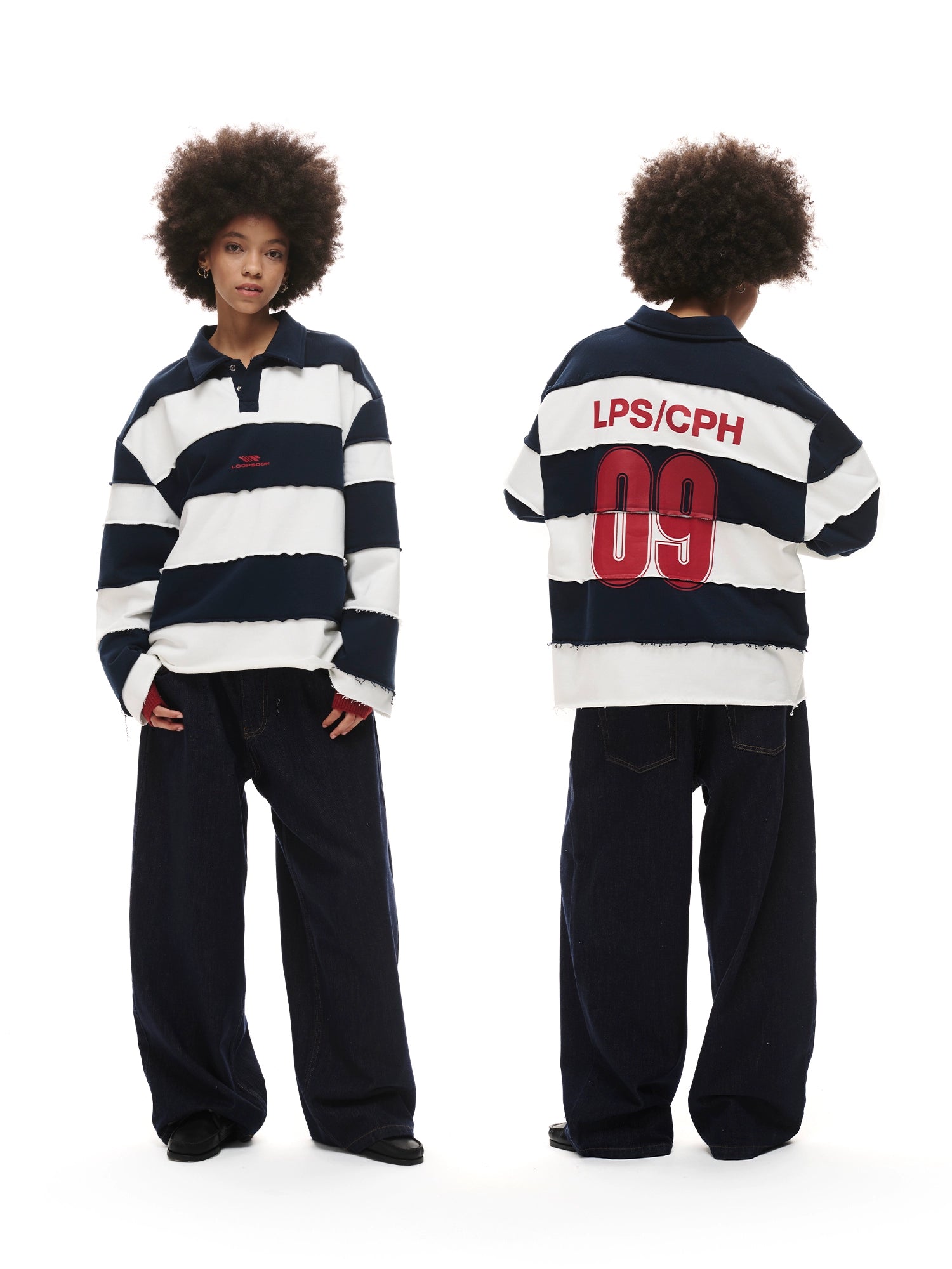 Loopsoon Two-tone Stitching Creative Polo Sweater