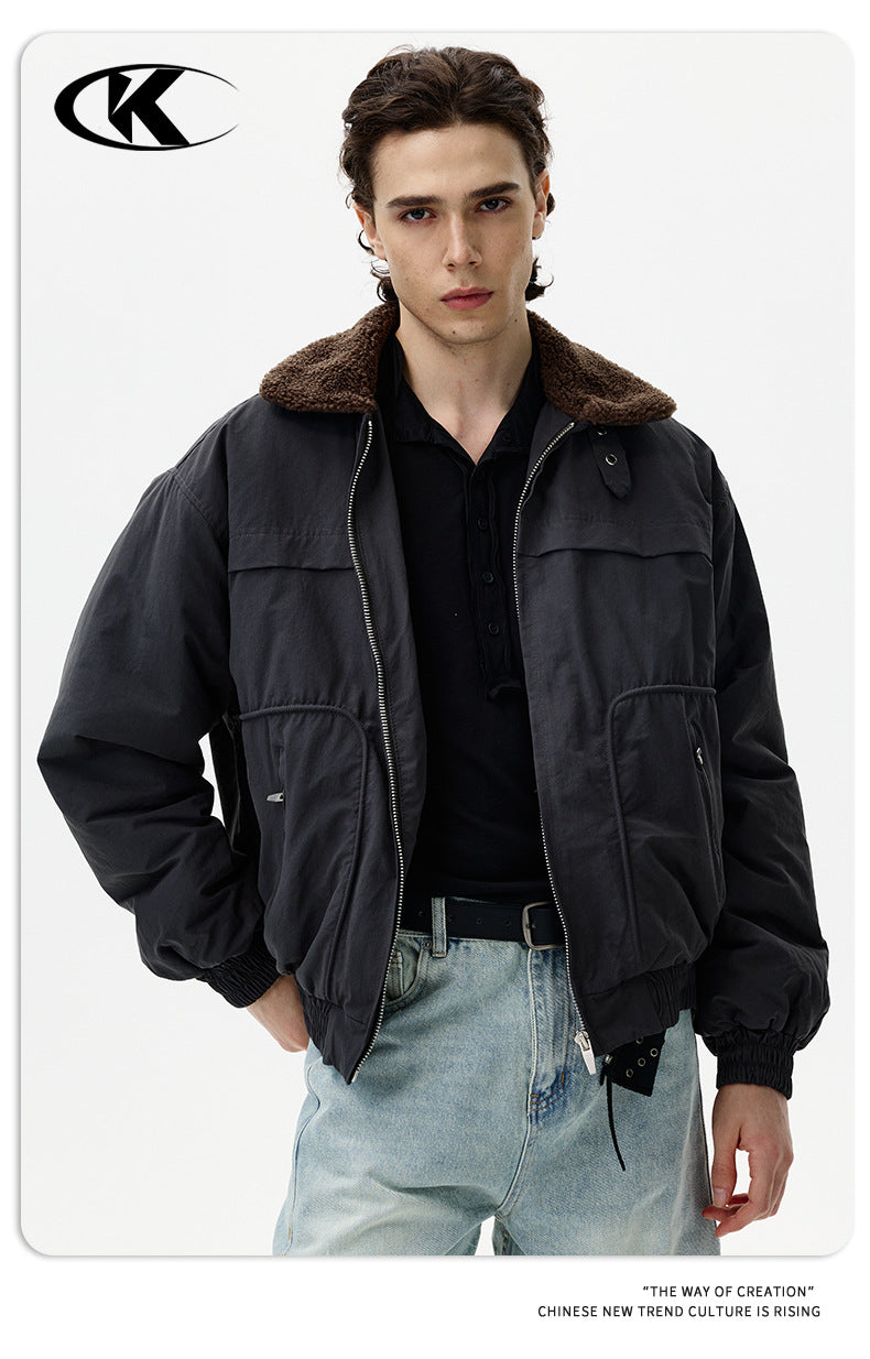 11KN Retro Faux Lamb Wool Lapel Jacket