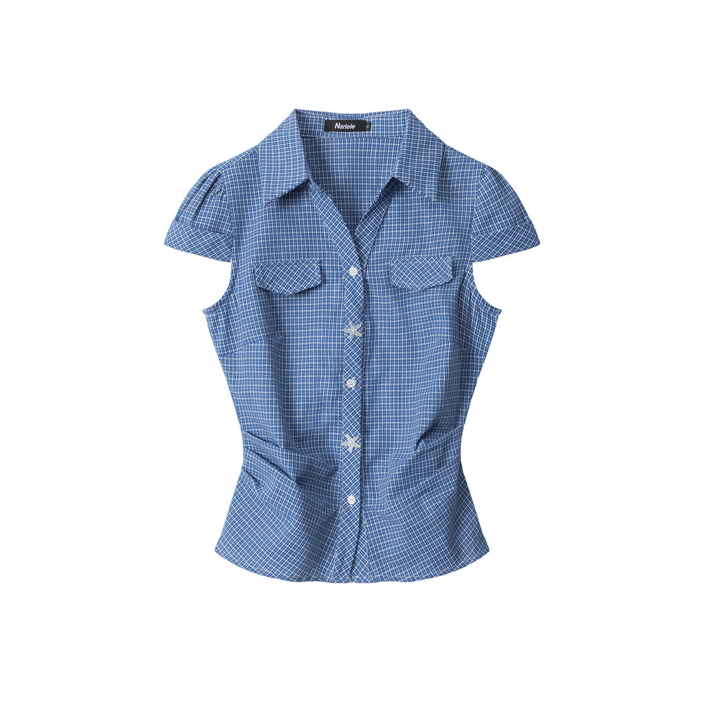 HeyHenry Slim-fit Waist and Shoulder Plaid Short-sleeved Shirt
