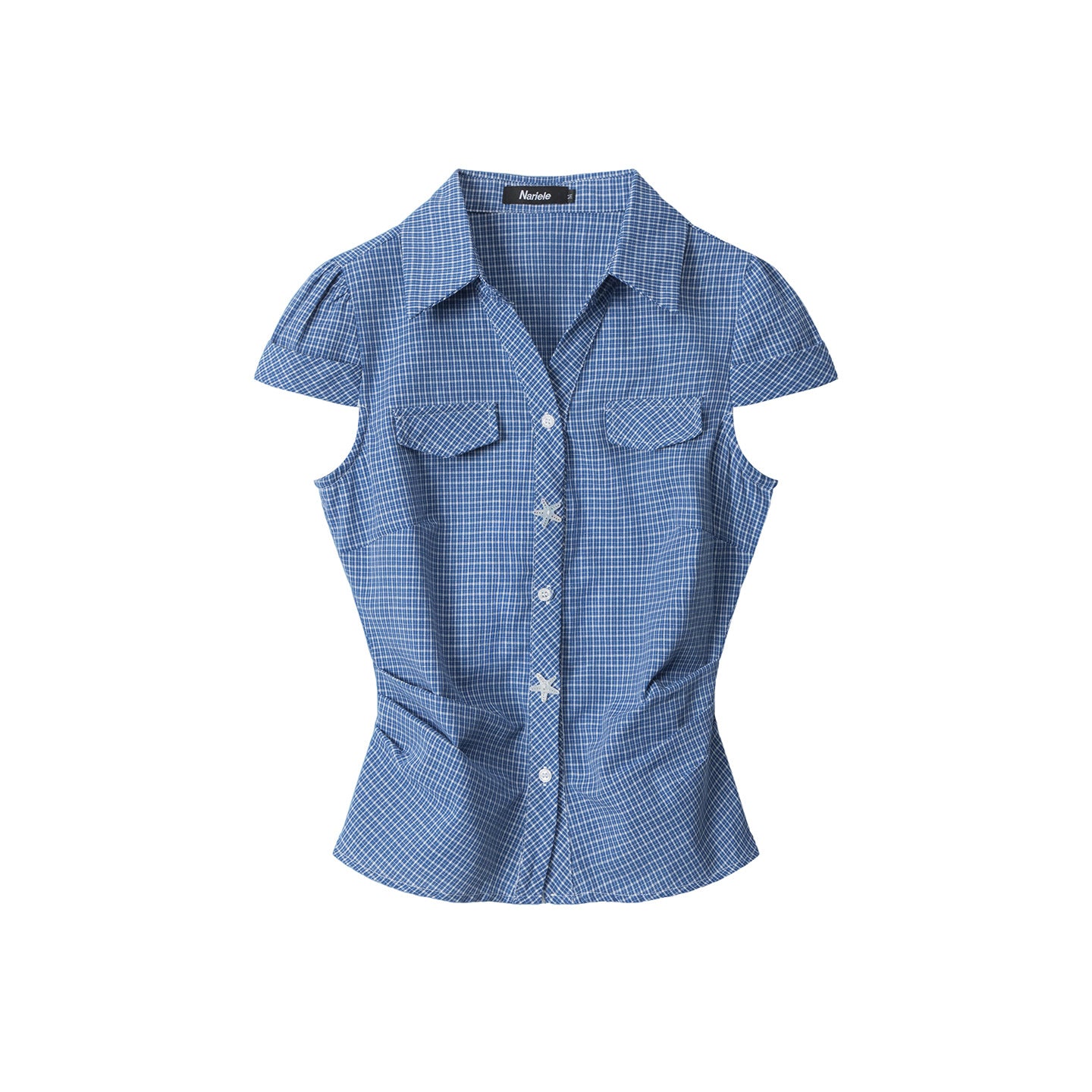 HeyHenry Slim-fit Waist and Shoulder Plaid Short-sleeved Shirt