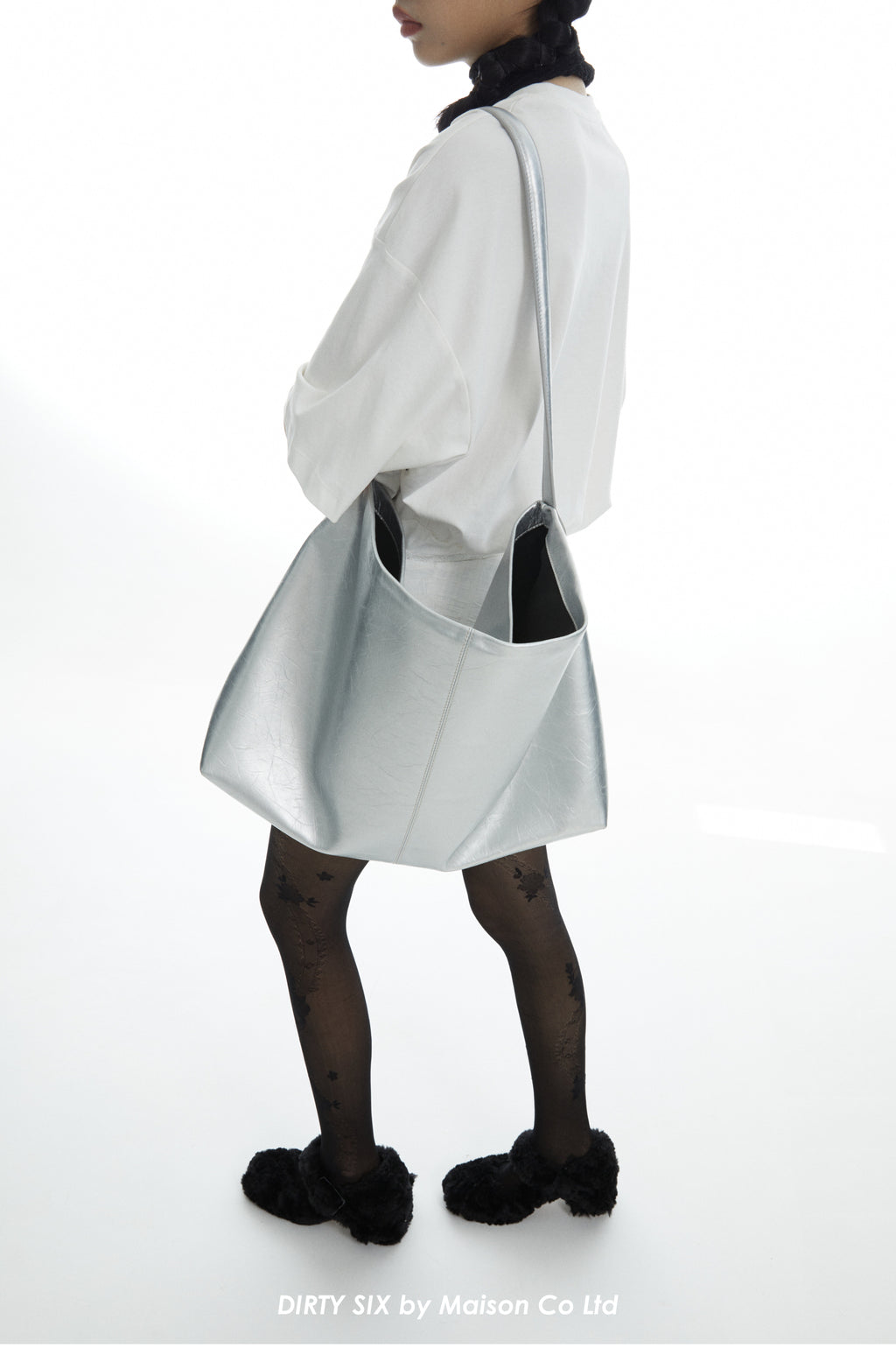 DirtySix Jill COW Split Leather big pocket cowhide soft oversize lazy wind messenger bag