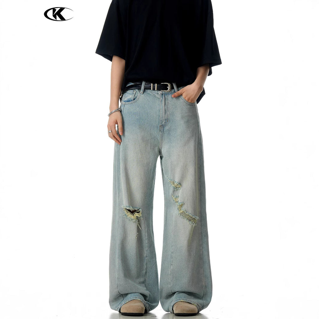 11KN Retro Loose and Thin Wide-leg Casual Jeans