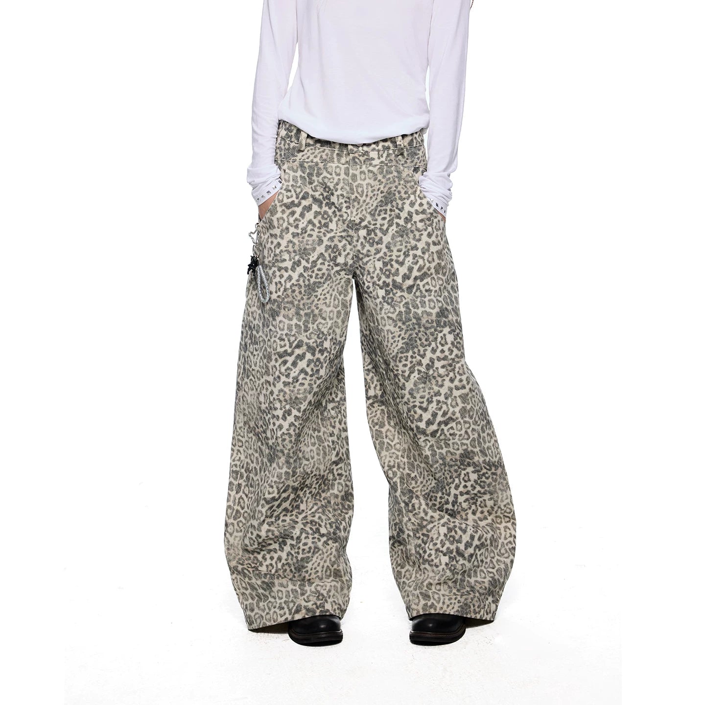 EZEK Retro Leopard Print Casual Loose Wide-leg Pants