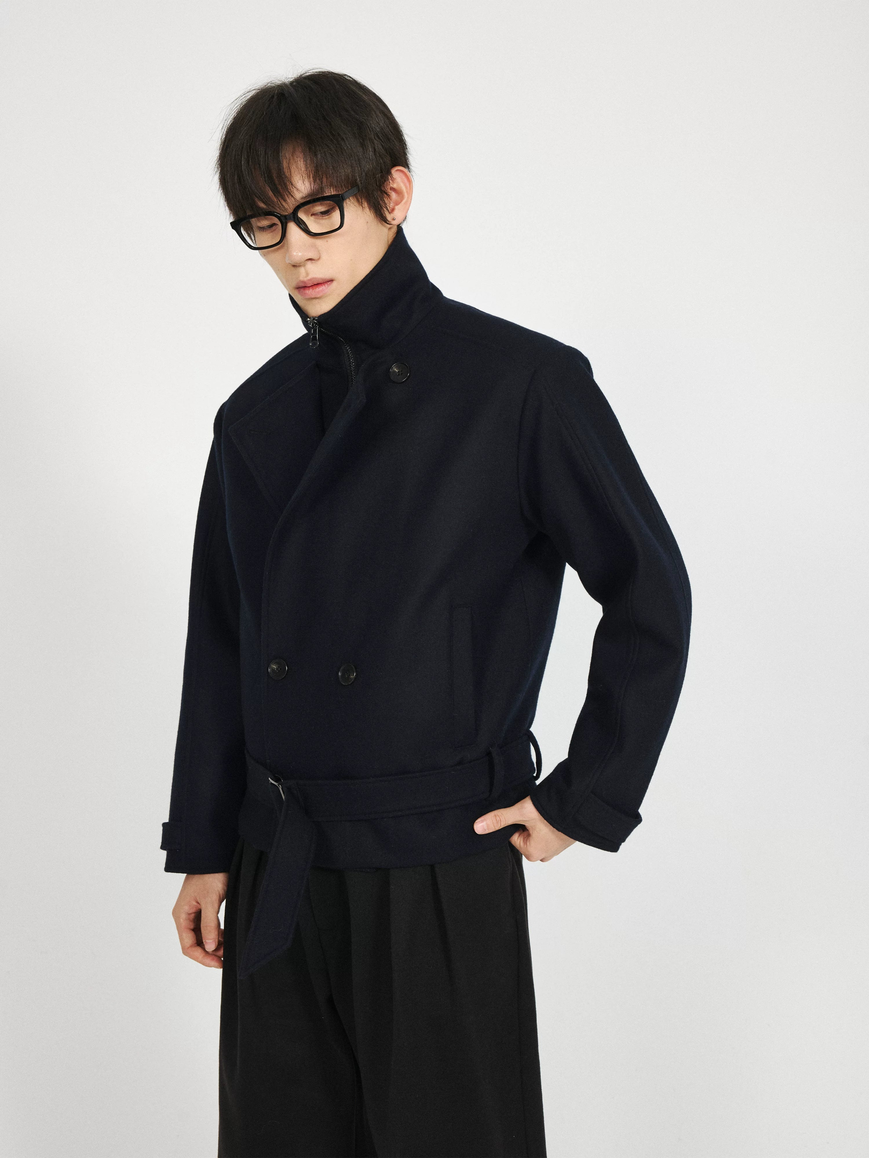 Stay The Night Fake Two Double-breasted Strap-on Jacket