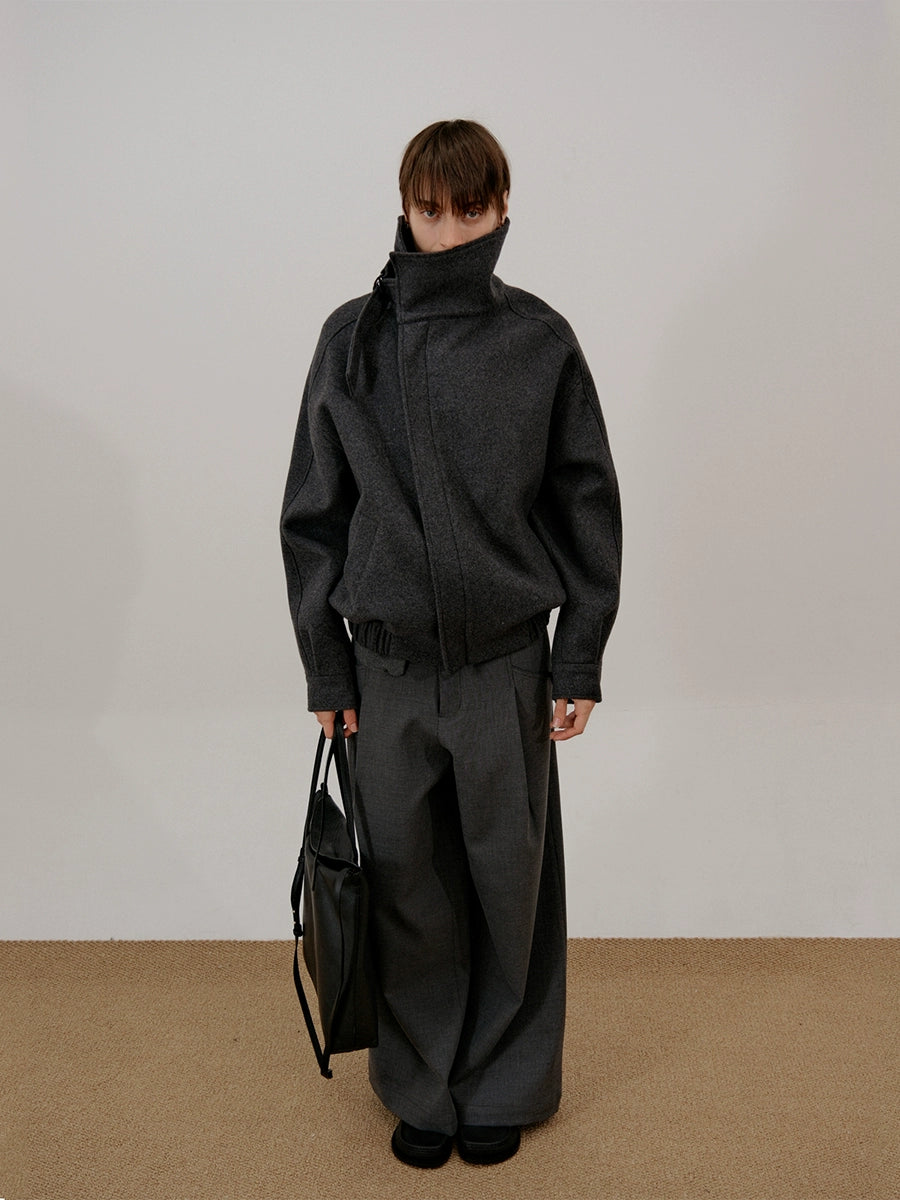COLN Turtleneck Wool Short Woolen Coat