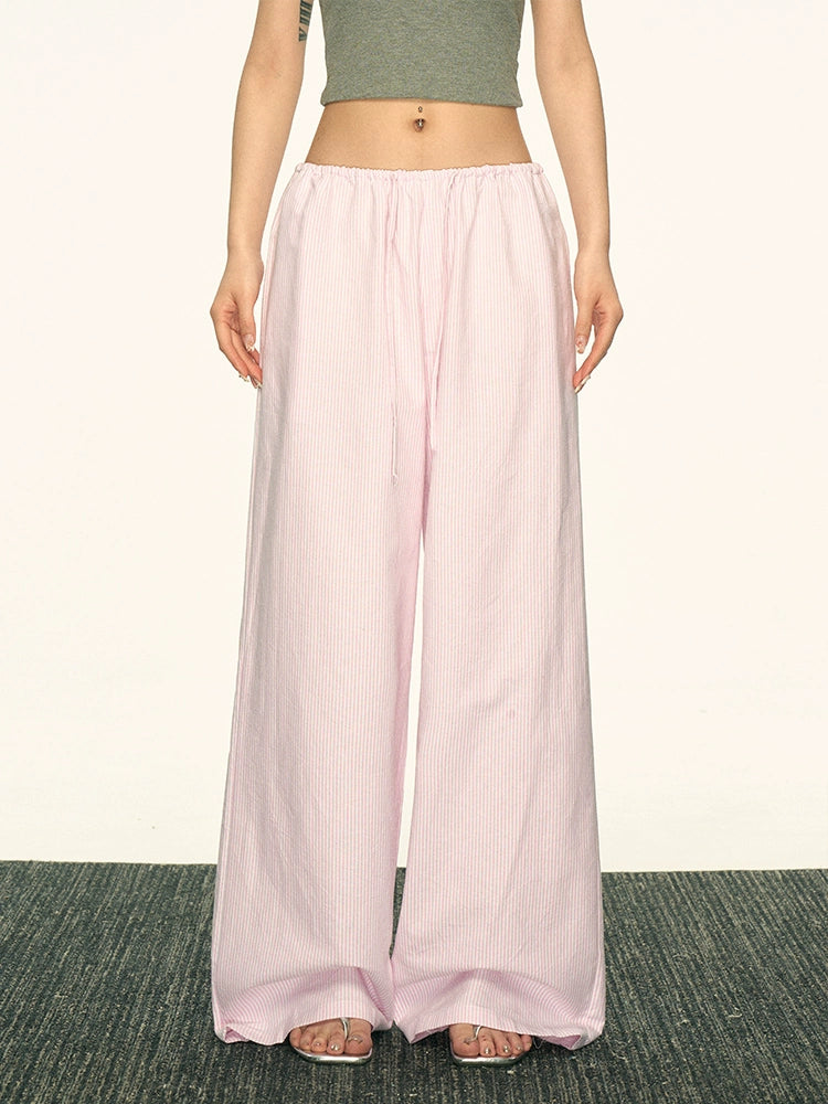 Aaisup Striped Versatile Drawstring Casual Pants