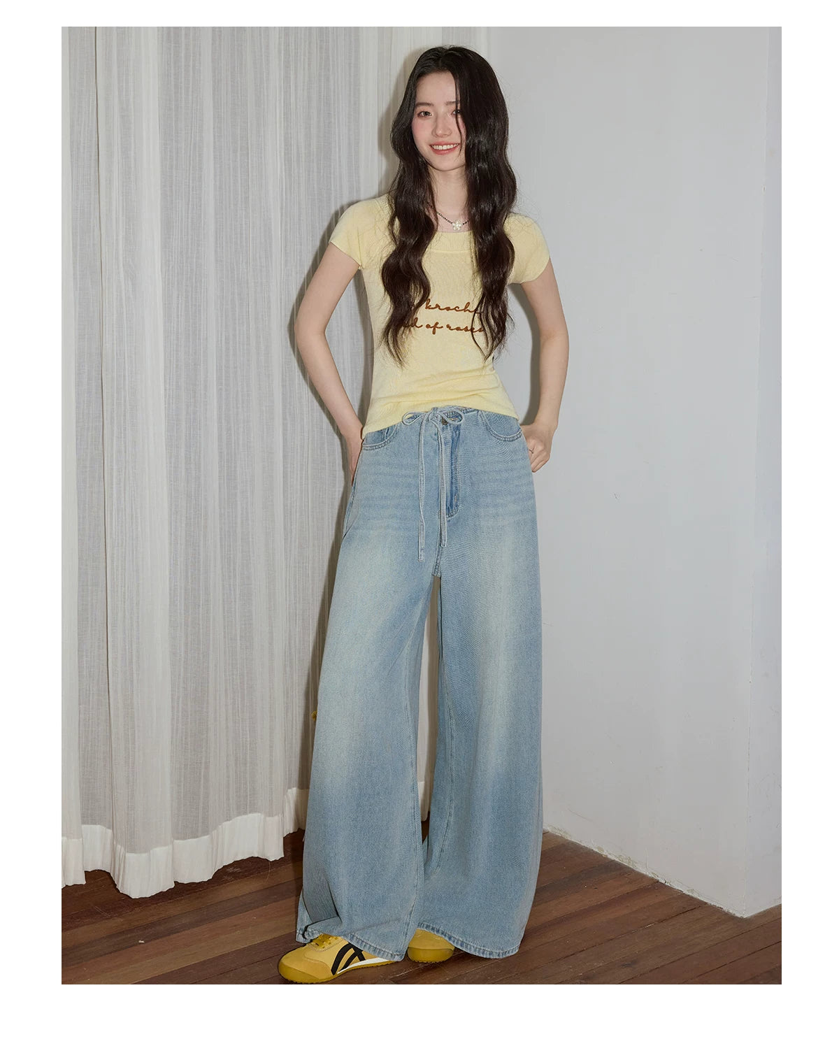 XUJING Crew Neck Embroidery Knitted Slim Tee