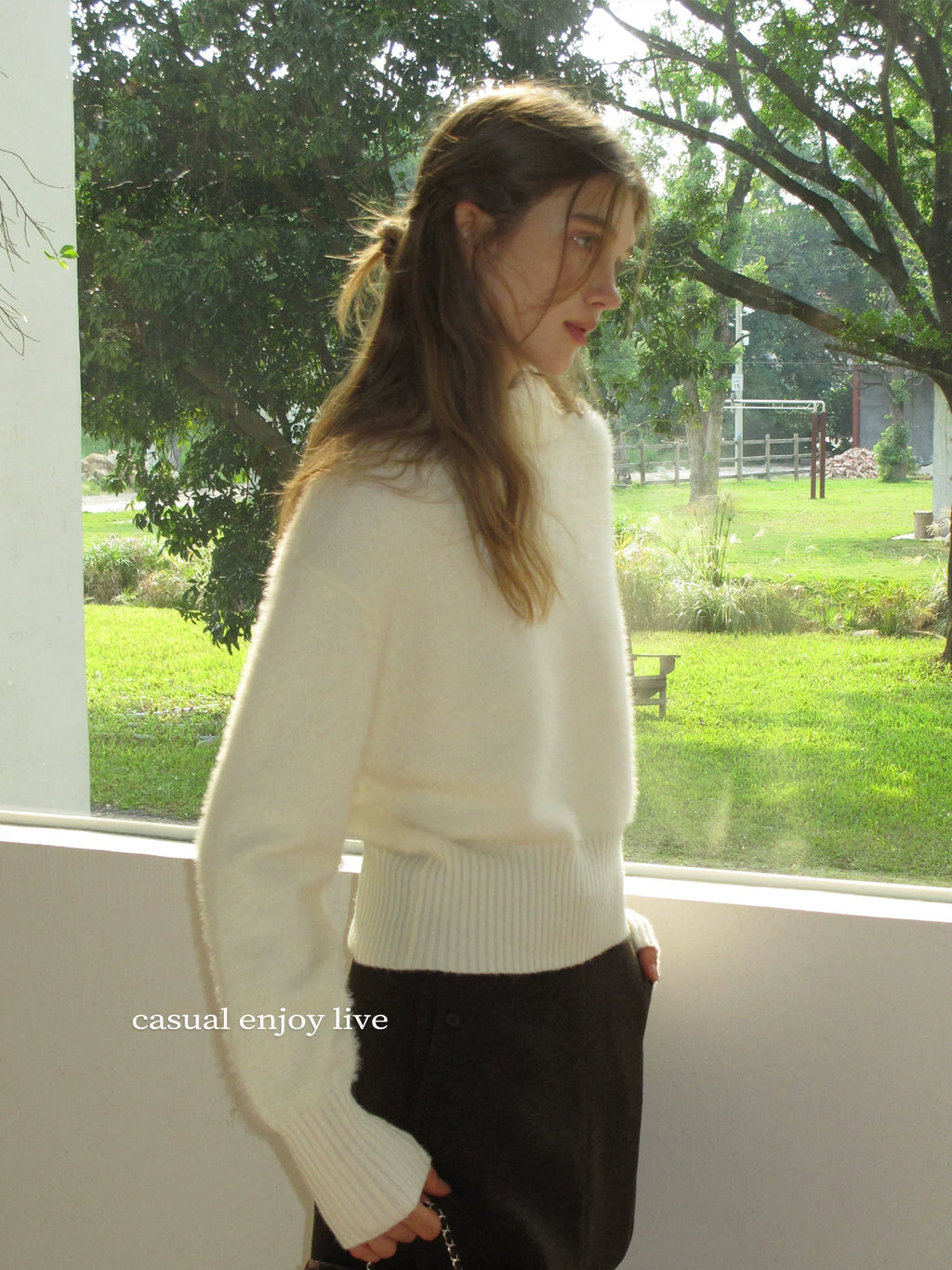 EGGKA Button Plush Simple Temperament Knitted Sweater