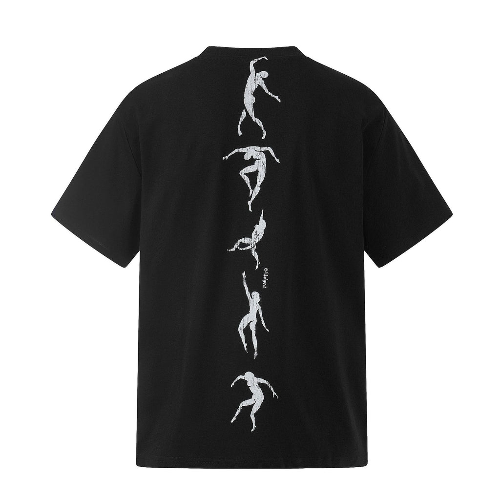 11KN Retro Smudged Letter Print Loose Tee