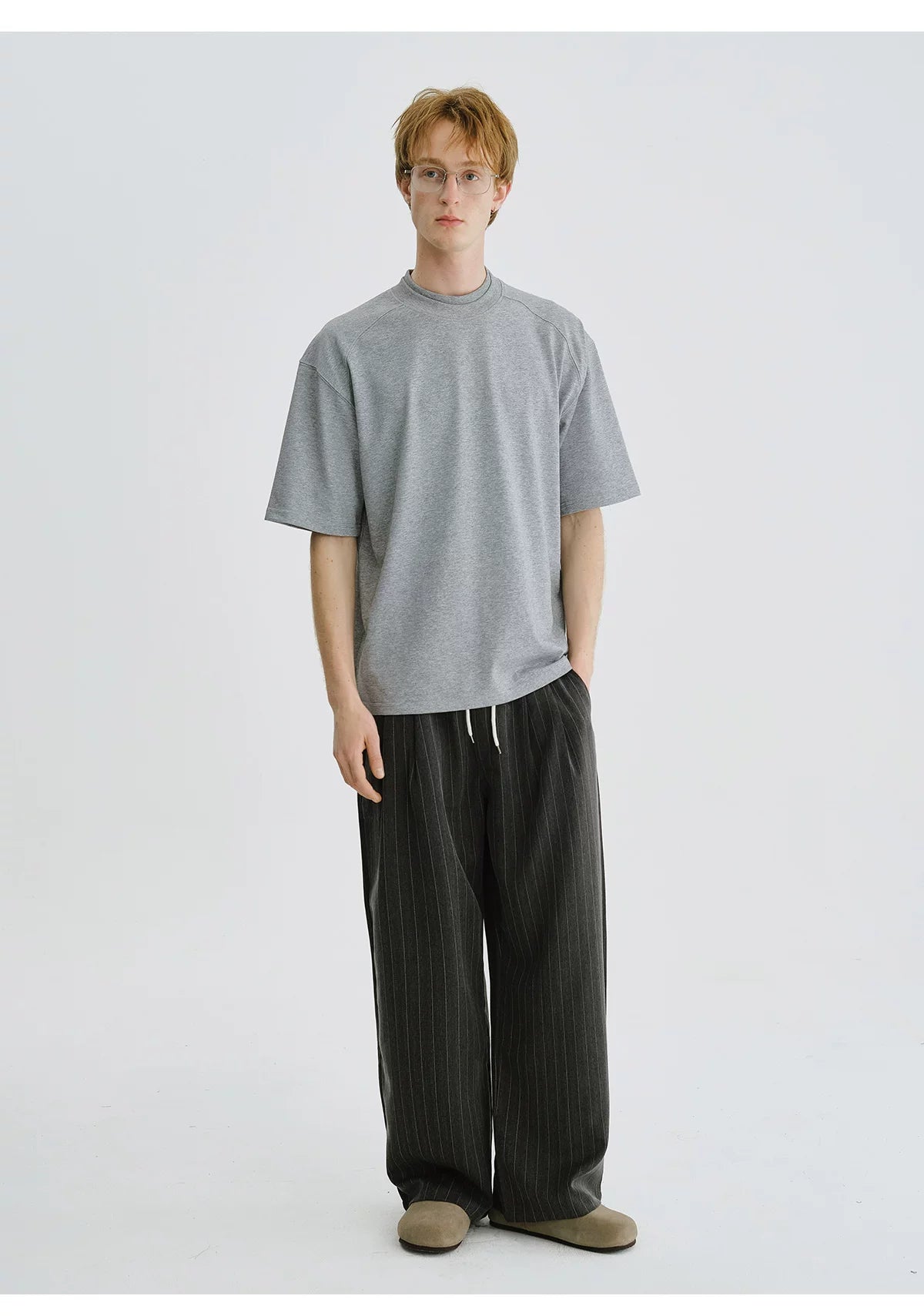 LIVINGTOWN Small Neckline Simple Casual Loose Tee