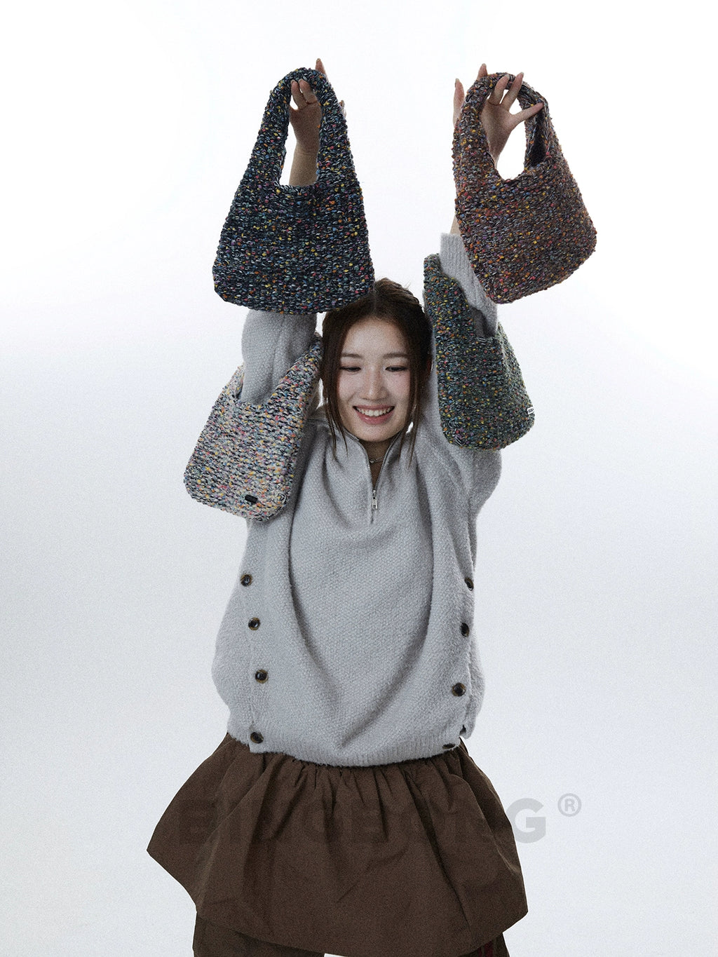 BINGBONG Hand-knitted Wool Retro Handbag