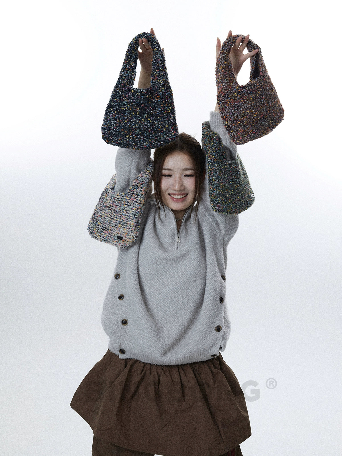 BINGBONG Hand-knitted Wool Retro Handbag