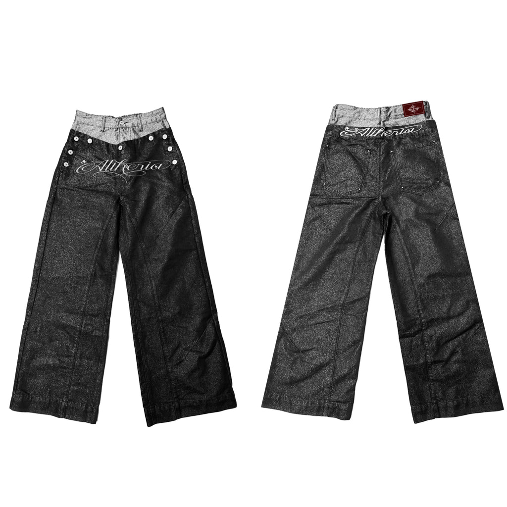 DETW Double Waist Splicing Original Cow Straight Jeans