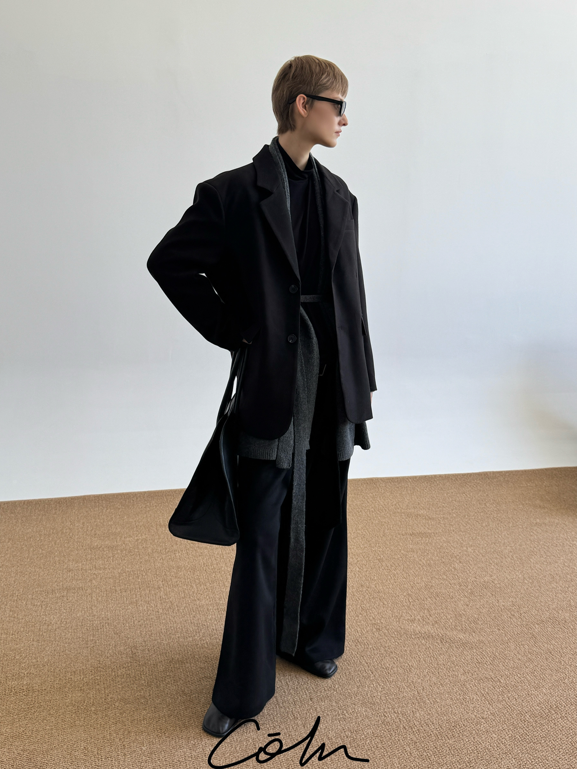 COLN Shoulder Padded Woolen Blazer