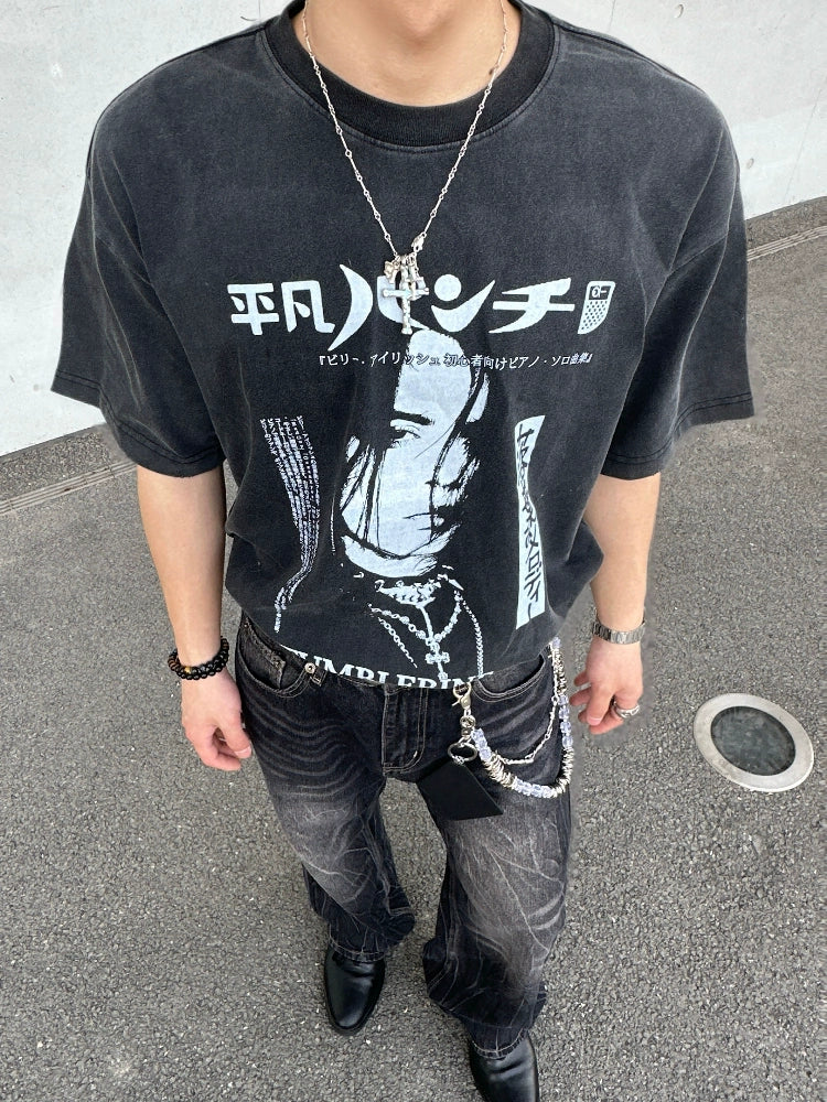 TumBlerine Loose Boxy Washing Water Old Printing Tee