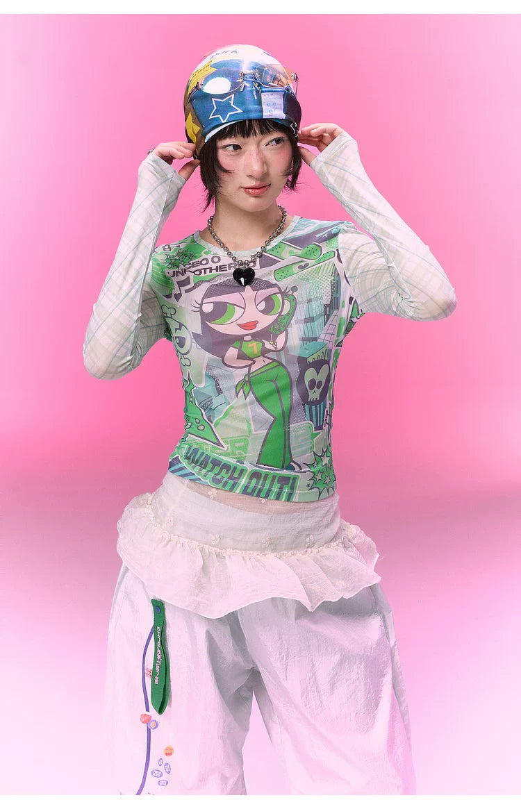 BJHG [Flying Girl Police Joint Name] Sweet and Cool Slim-fit Long Sleeve Blouse