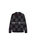 KNITRIOT Lapel Checkerboard Polo Collar Long-sleeved Knitted Sweater