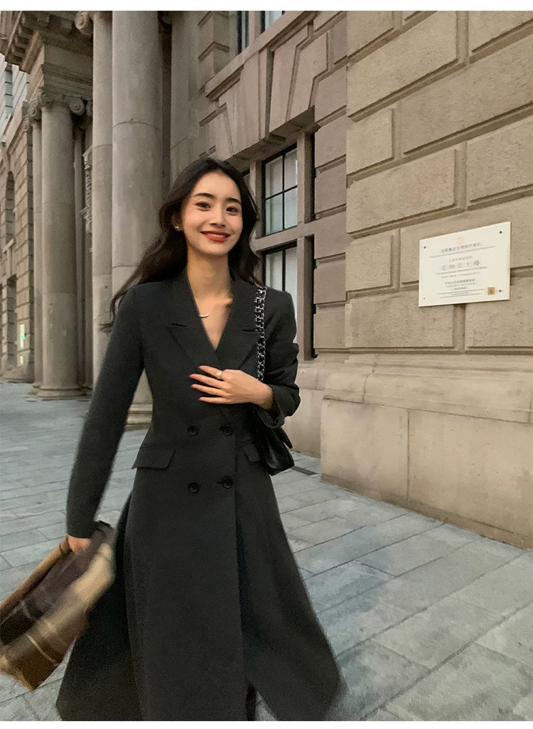 Pusumede High-end Waist and Thin Long Temperament Coat