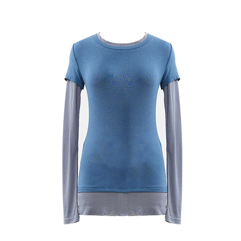 LINY LIBERTY Simple Fake Two-piece Long-sleeved T-shirt
