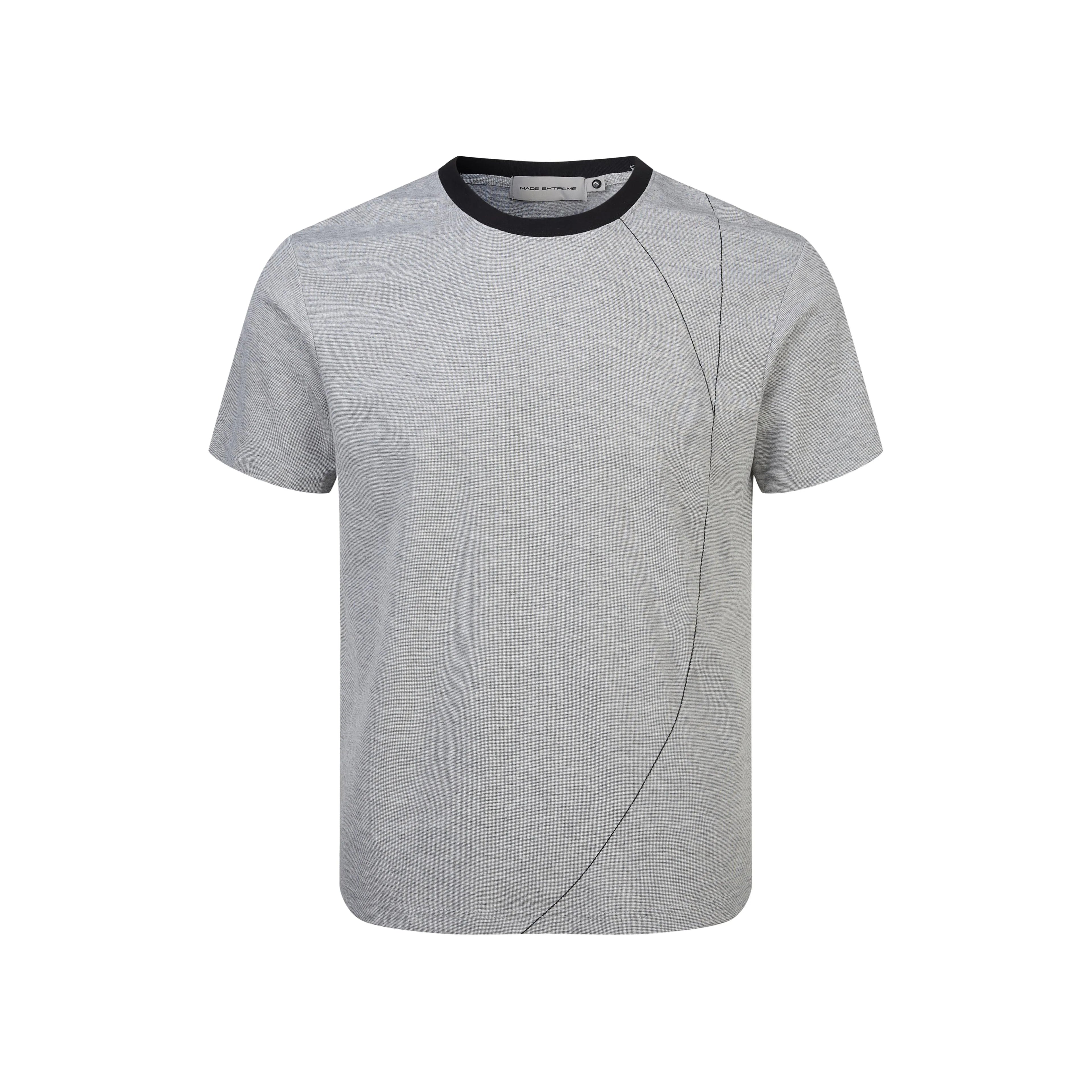 EME Contrasting Lines Casual Front Shoulder Tee