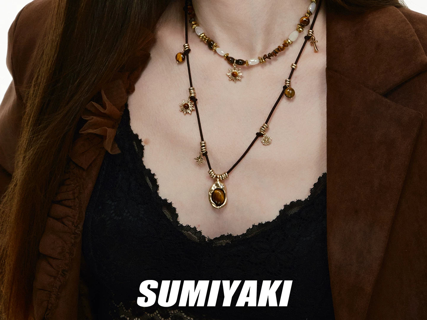 SUMIYAKI Vintage Beaded Double Layer Necklace