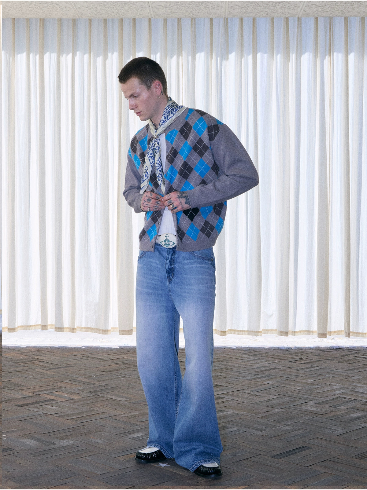 InsGale Vintage Rhombus Knitted Cardigan Sweater