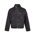 EME Lapel Splicing Short Denim Jacket