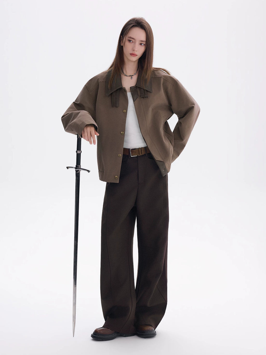 CHOR Stitched Fake Two Contrasting Long-Sleeved Shirts