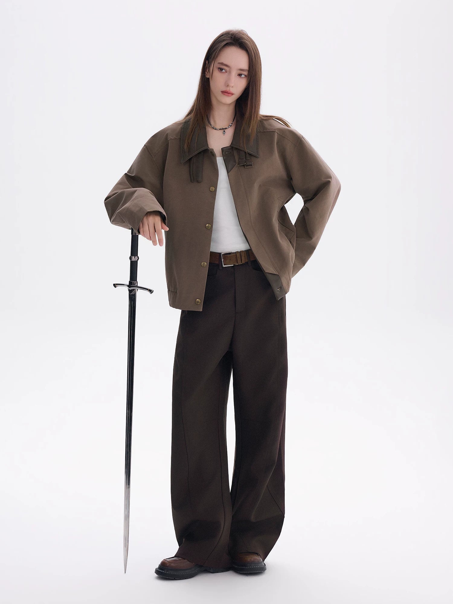 CHOR Stitched Fake Two Contrasting Long-Sleeved Shirts