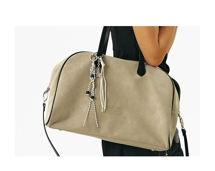 CryingCenter Fleece Contrasting Color Splicing Capacity Shoulder Bag