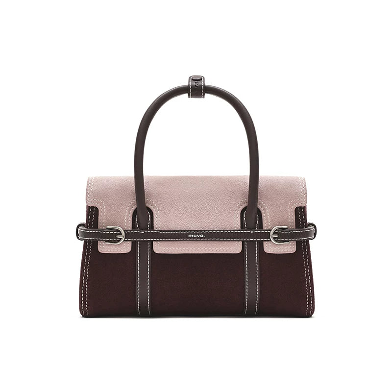 MUVA Retro Contrasting Cowhide Velvet Shoulder Messenger Bag