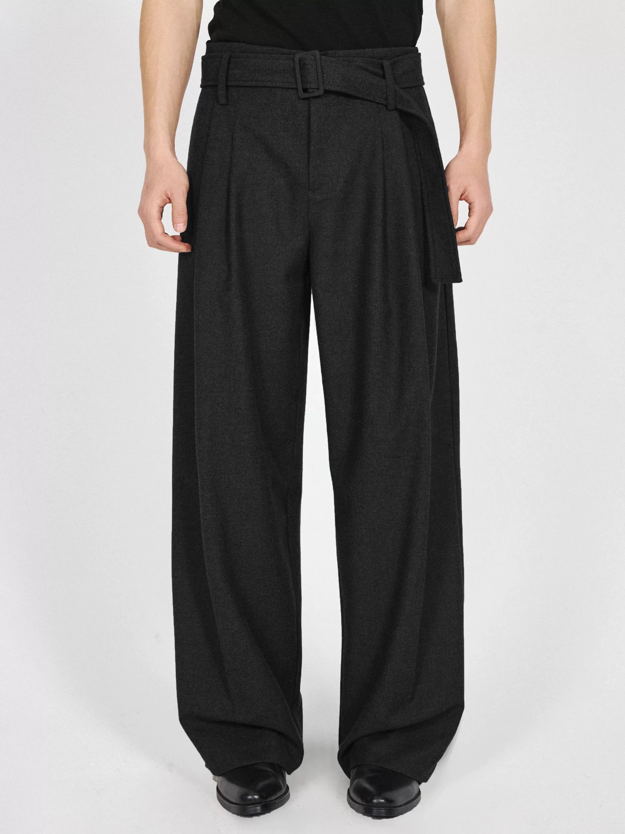 Stay The Night Three-dimensional Double-pleated A-word Trousers
