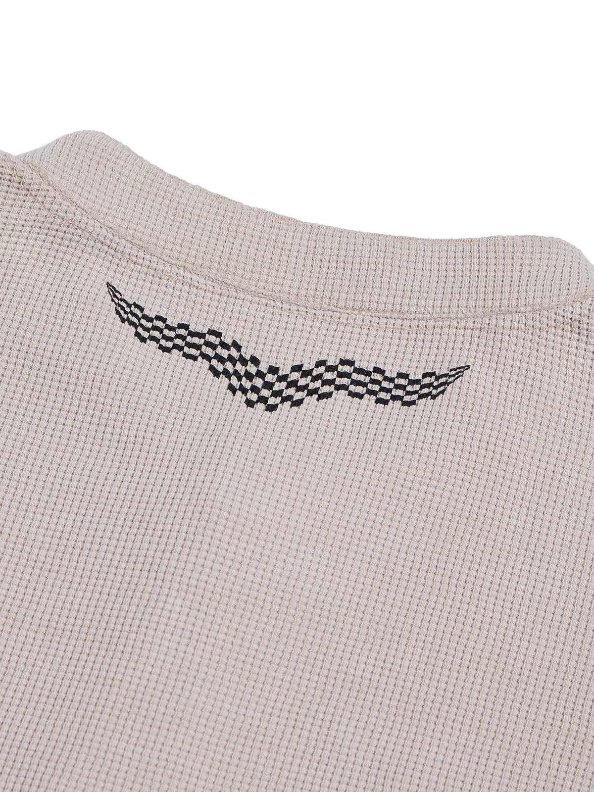 PEOPLESENSE Loose Waffle Henry Neck Polo Tee