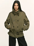 Anna Aneae Stand-up Collar Strap-on Tooling Trench Coat
