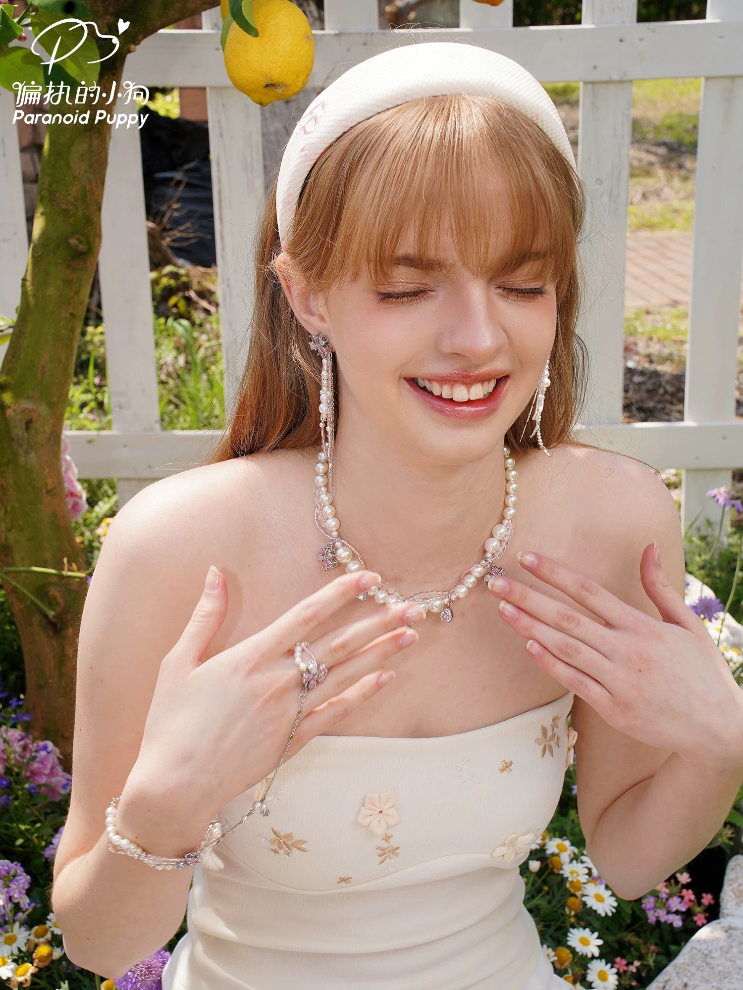 PP Integrated Removable Cherry Blossom Bracelet Pearl Bracelet Ring