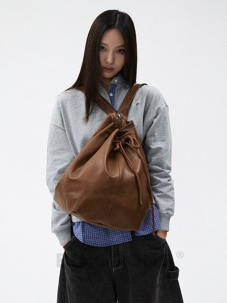 BINGBONG Simple Korean Drawstring Shoulder Backpack