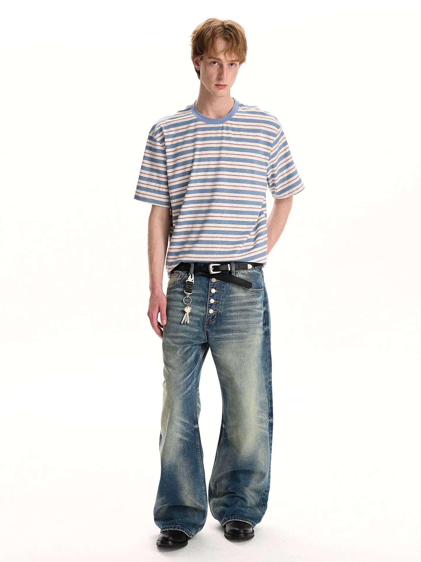 A PUEE Retro High-End Striped Tee – Loose Fit Casual Cleanfit