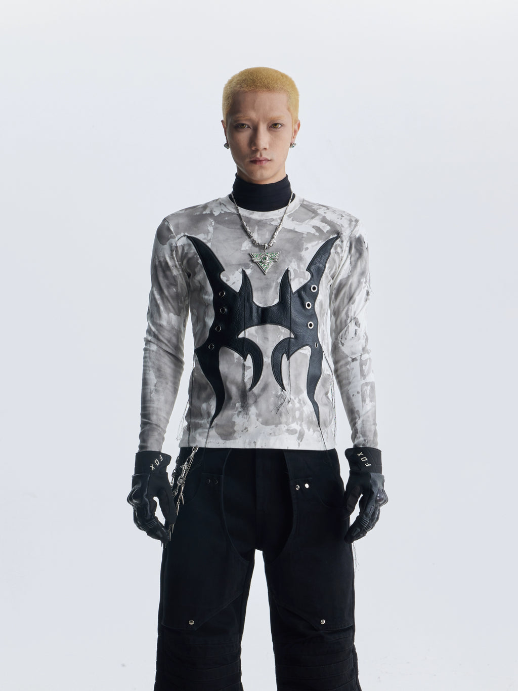 NOMANIAI Leather Tie-dye Fringed Slim Long Sleeves