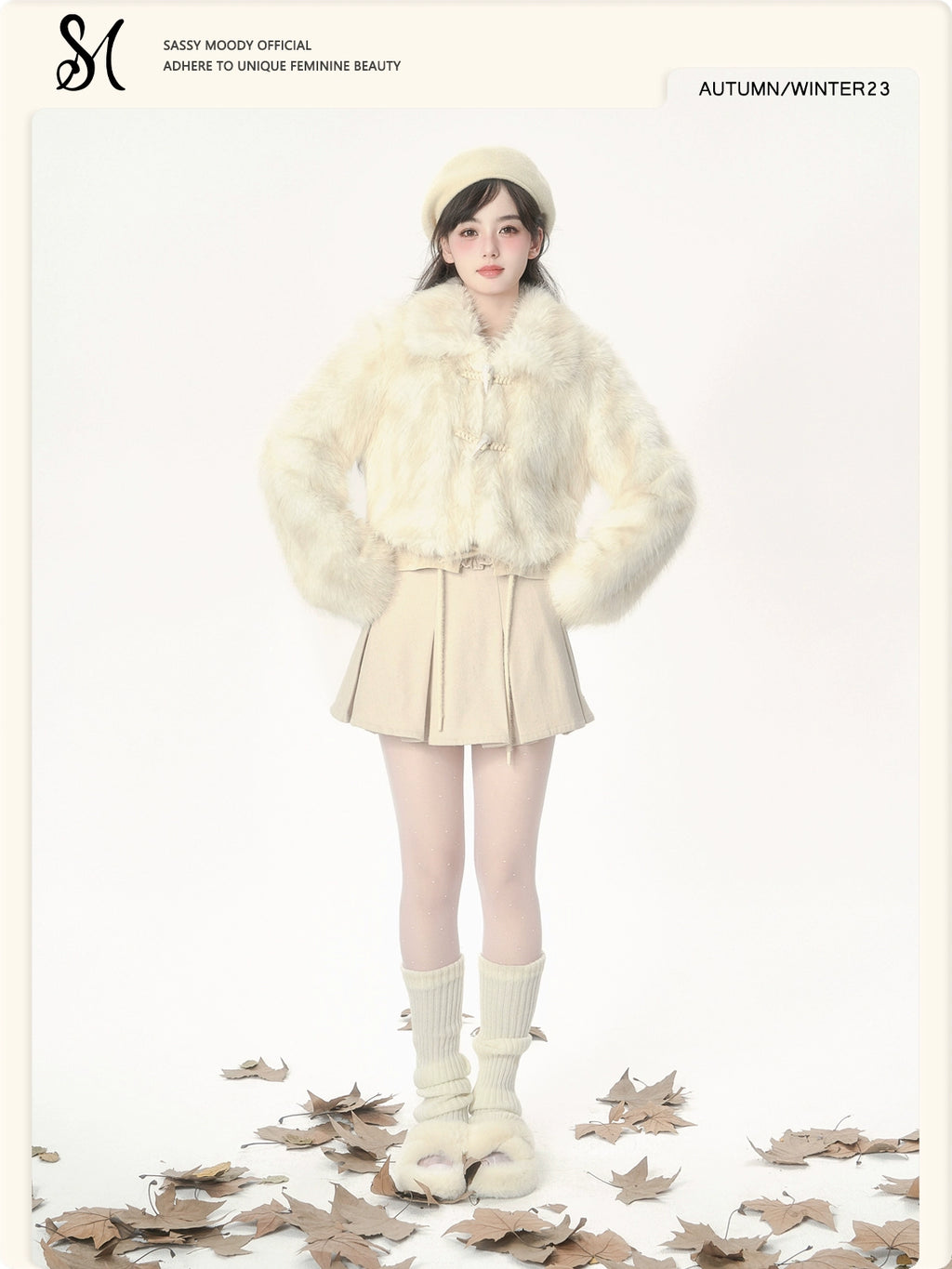 SASSY MOODY Gradual Change Sweet Imitation Fur Fur Short Coat