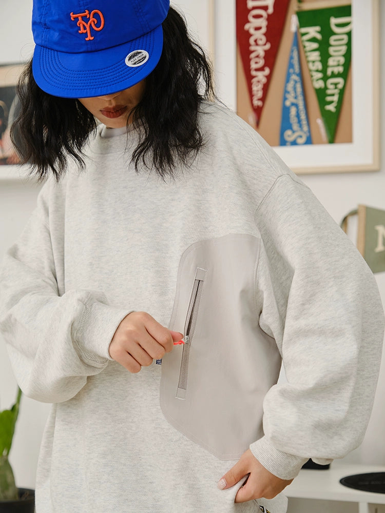 (Clearance) Battles Stitching Zipper Pocket Thick Needle Embroidered Sweater