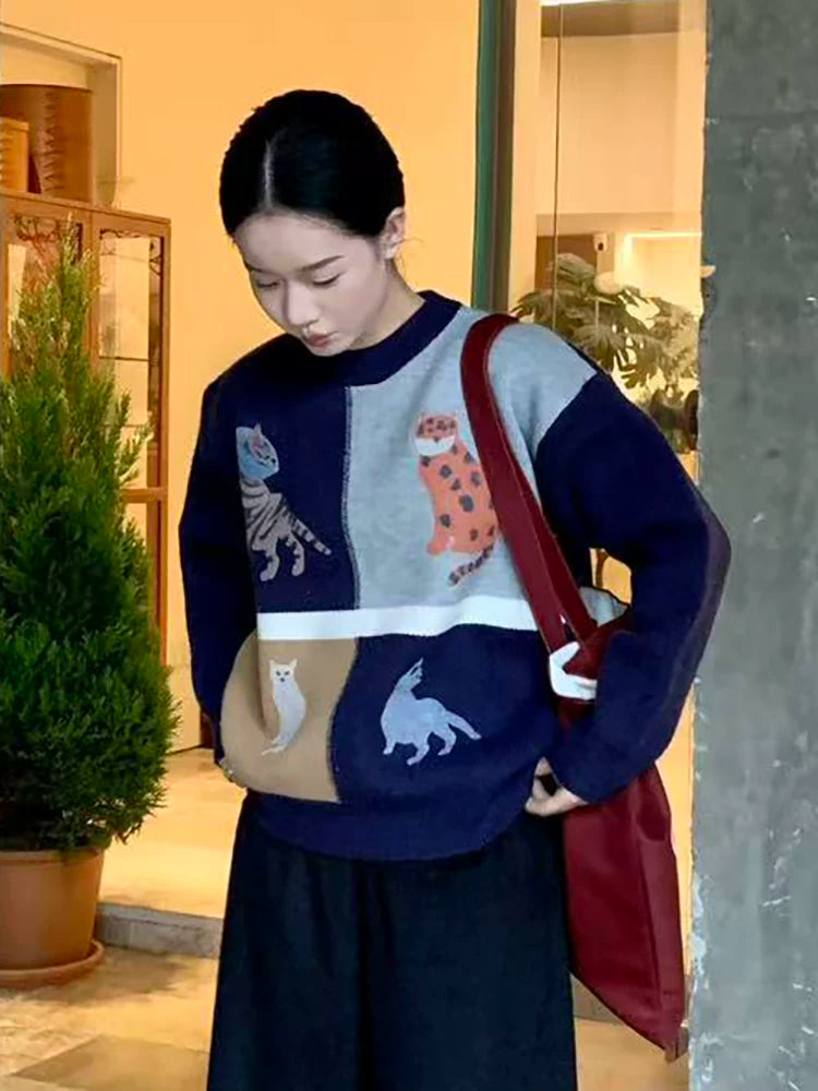 LIVINGTOWN cat knitted sweater