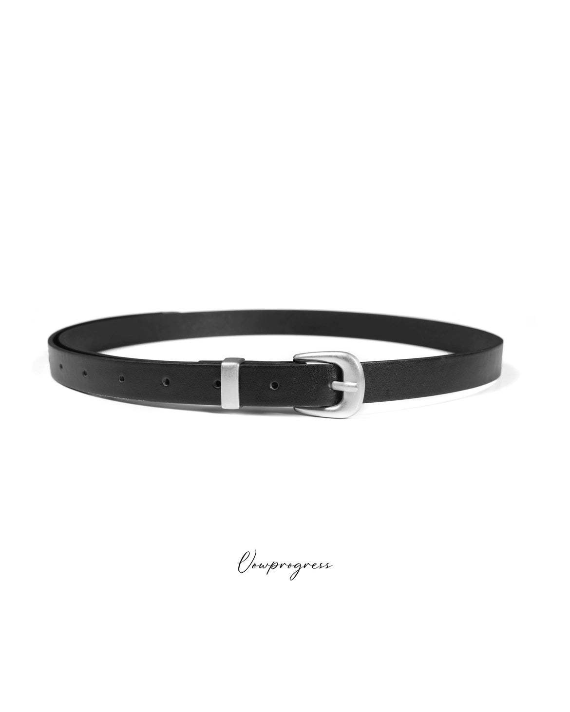VOWPROGRESS First Layer Cowhide Old Silver Buckle Belt